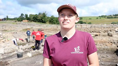 Archaeology student Emmy Gittens at Vindolanda