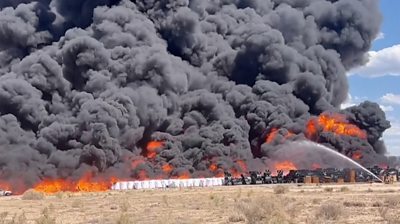 Large fire burns at New Mexico recycling plant