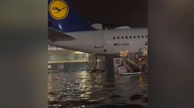 Flooding at Frankfurt airport.