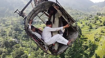 People inside cable car