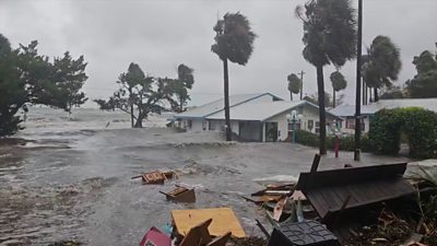 Cedar Key, Florida flood after hurricane Idalia made landfall