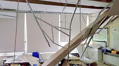 RAAC roof which failed at Singlewell Primary School in Gravesend, Kent, where the roof collapsed in 2018