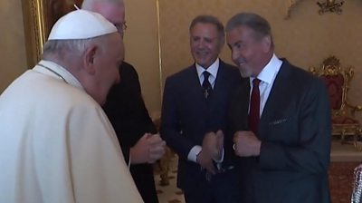 The Pope with Sylvester Stallone