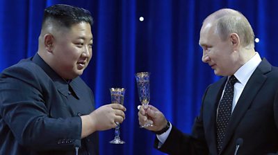 Kim Jong Un and Vladimir Putin cheers