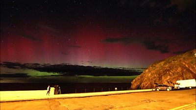 Northern Lights over Peel on the Isle of Man