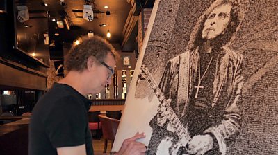 Black Sabbath s Tony Iommi recreated by ink stamp artist