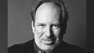 Black and white headshot of Hans Zimmer. 