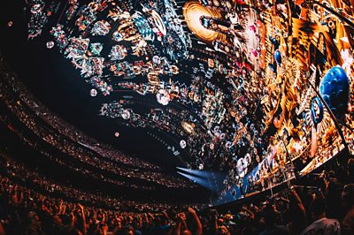 Inside the Sphere with U2 performing and immersive screens