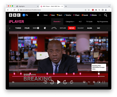 Screenshot of highlights showing on iPlayer