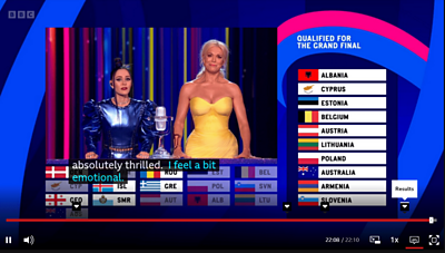 Screenshot of highlights being shown on iPlayer, marking the moment the results were announced.