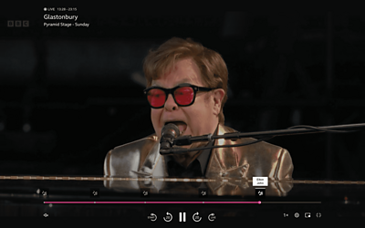 Screenshot of highlights being shown on iPlayer, providing navigation to each artist.