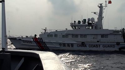 China Coast Guard vessel blocks ship