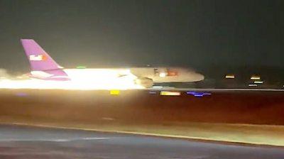 Plane crash-lands at airport