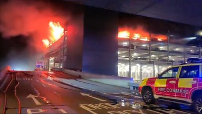 Luton Airport car park fire.