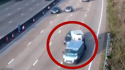 The horse box was hit between junctions 24 and 25 of the M25 near Enfield on Saturday