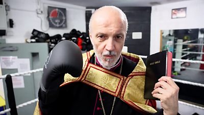 Archbishop Costakis Evangelou MBE is known as the Boxing Bishop of Edmonton.