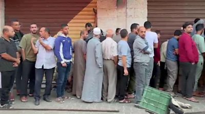 People queueing in Gaza