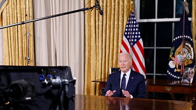 President Biden delivers address in Oval Office