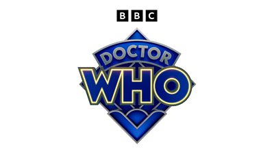 A new Doctor Who logo, featuring the word Doctor in a curved banner and the world Who highlighted by a warm light. The words sit on top of a diamond shaped symbol, all in blue.