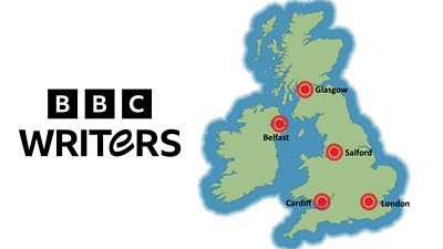 Map of the UK with tv Writersroom's office locations