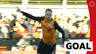 Slough's player-manager Scott Davies scores free-kick against Grimsby in FA Cup