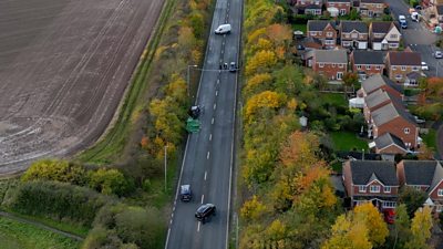 Police cordon on A52, Bingham