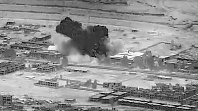 Aerial photo of US strike in Syria
