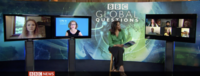 Global questions presenter Zeinab Badawi, takes questions from viewers around the world via video link