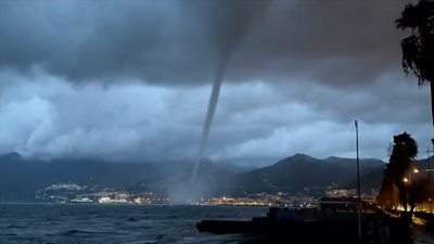 Waterspout forming off the coast of Italy