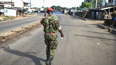 Sierra Leonean soldier on patrol in Freetown