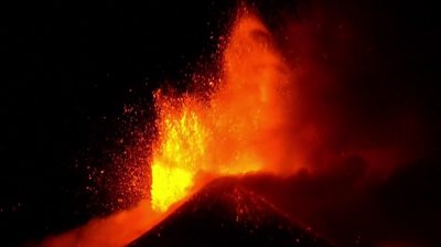 Volcano erupting