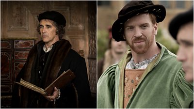 Mark Rylance as Thomas Cromwell and Damian Lewis as Henry VIII in Wolf Hall series one