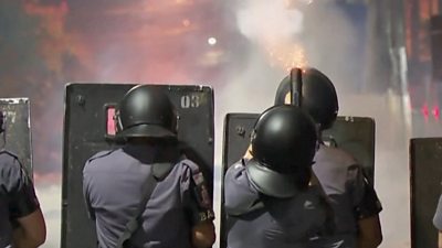 Santos riots: Police fire tear gas at supporters rioting - BBC News
