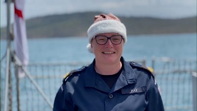 Smiling crew member of HMS Tamar