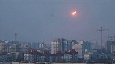 Missile explodes in the sky over Kyiv