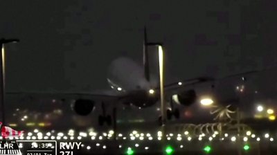 Plane lands at Heathrow airport