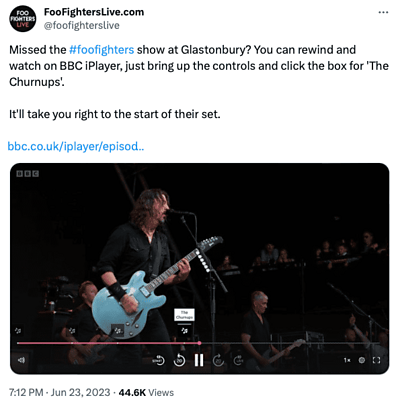  Live Highlights tool in use on Twitter for the Foo Fighters at Glastonbury