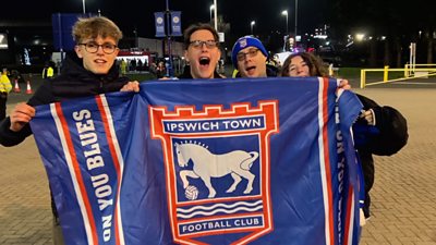 Ipswich Town fans after their team drew 1-1 with Leicester City.