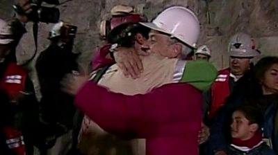 President Piñera embraces Florencio Avalos