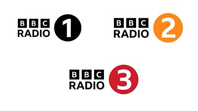 BBC Radio 1, BBC Radio 2 and BBC Radio 3 logos on a white background