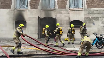 Fire crews working outside the Old Bailey