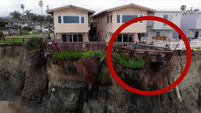 Cliffside collapsed in Isla Vista, California