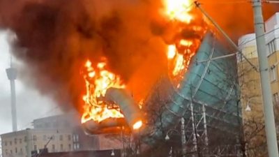 Flames engulfing water park in Sweden