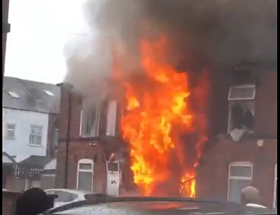 Fire at house in Bury after explosion