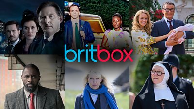 Composite image featuring programmes from BritBox International's content library 