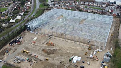 Aerial footage of a Corby warehouse at the centre of a planning row