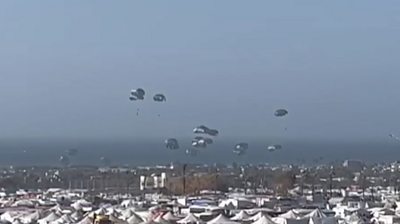 Silver parachutes land in Gaza