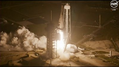 SpaceX rocket launching from Kennedy Space Center in Florida