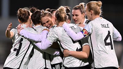 Wales players celebrate Jess Fishlock's goal against the Republic of Ireland last month