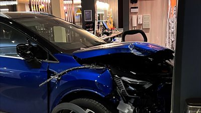 Car crashed in Bury St Edmunds Premier Inn reception